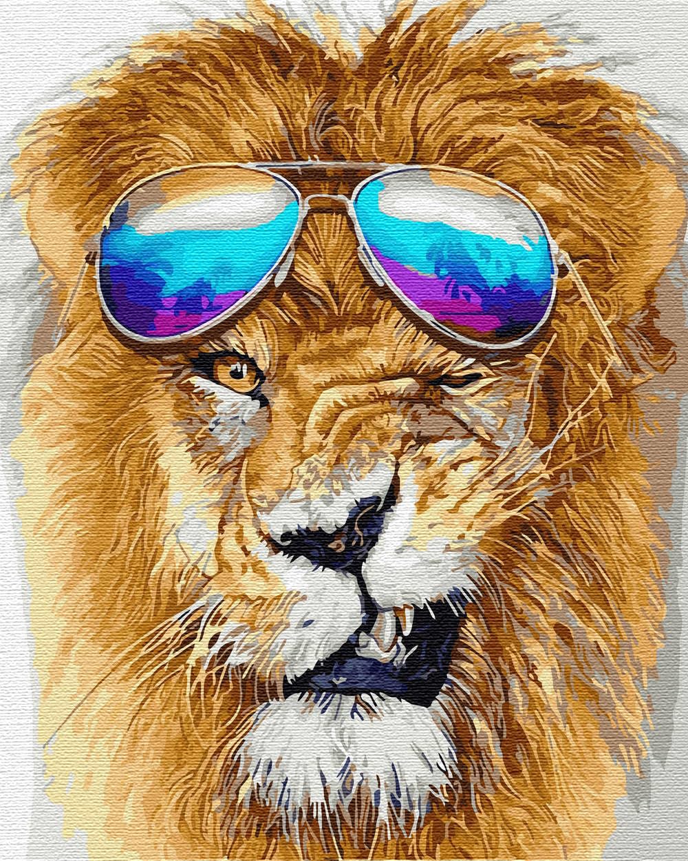 Artnapi Malen nach Zahlen Erwachsene mit Rahmen | DIY Handgemalt | Löwe mit der Brille | Kit für Anf
