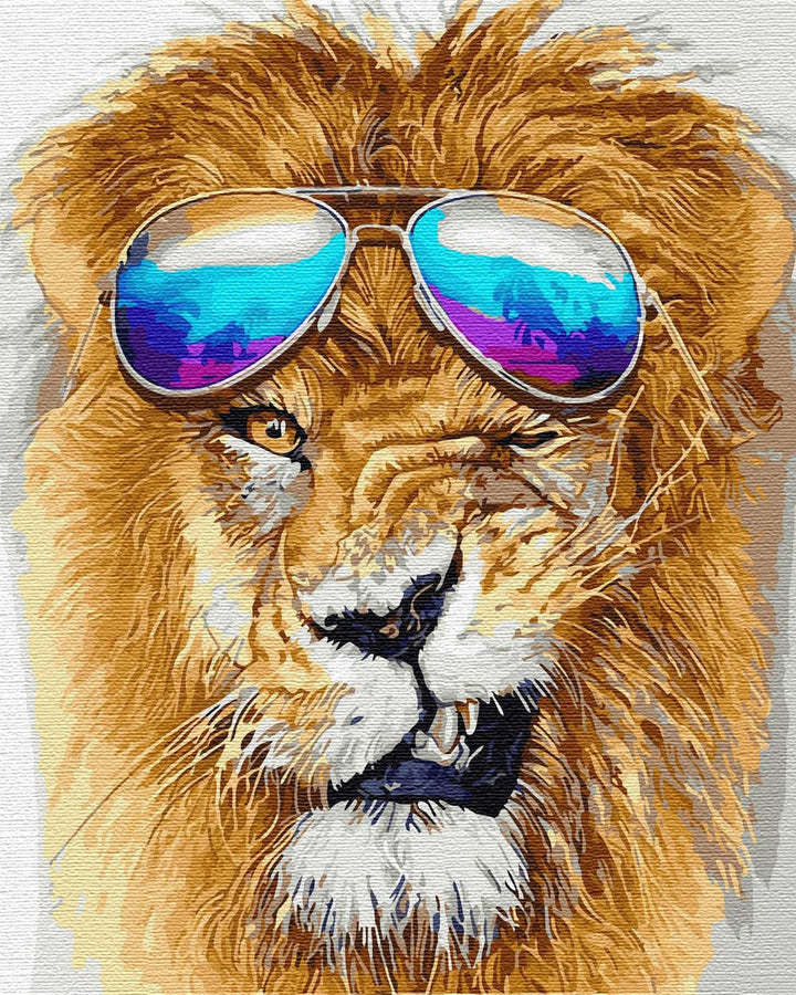Artnapi Malen nach Zahlen Erwachsene mit Rahmen | DIY Handgemalt | Löwe mit der Brille | Kit für Anf