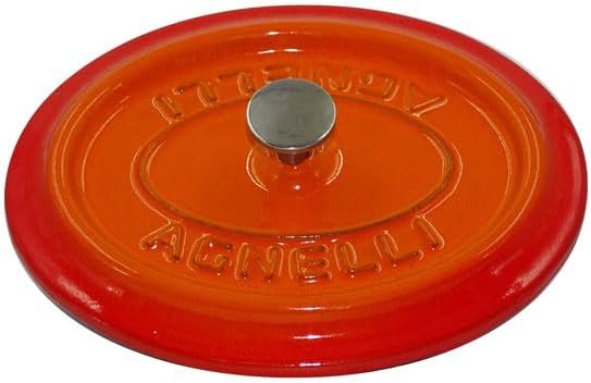 Pentole Agnelli Slowcook Ovaler Schmortopf aus Gusseisen mit 2 Griffen, Orange, 12 cm 12 x 9 Cm Oran