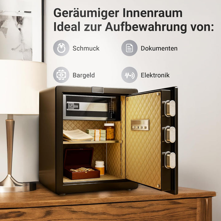 EXTRALINK - Elektronischer Tresor Für Zuhause, Safe Tresor Mit Touchscreen, Code & Fingerabdruck, Al