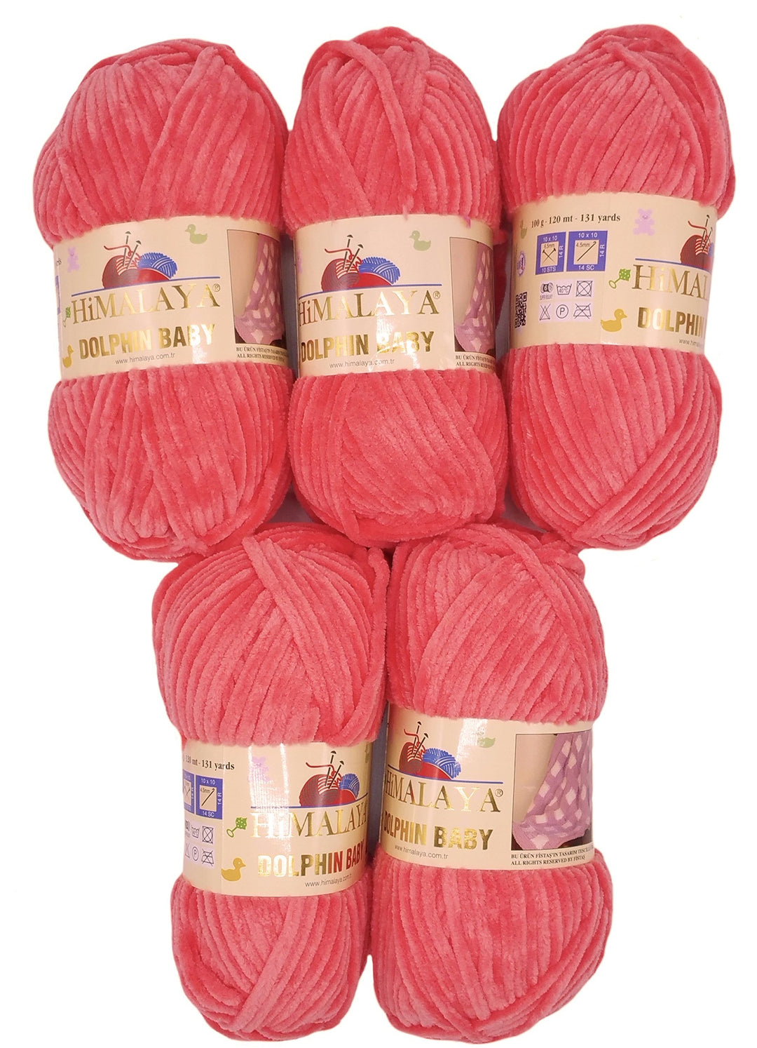 Himalaya Dolphin Strickgarn, 5 x 100 g, Babygarn, 500 g Garn Super Bulky, 600 m Lachs 80332, Lachs 8