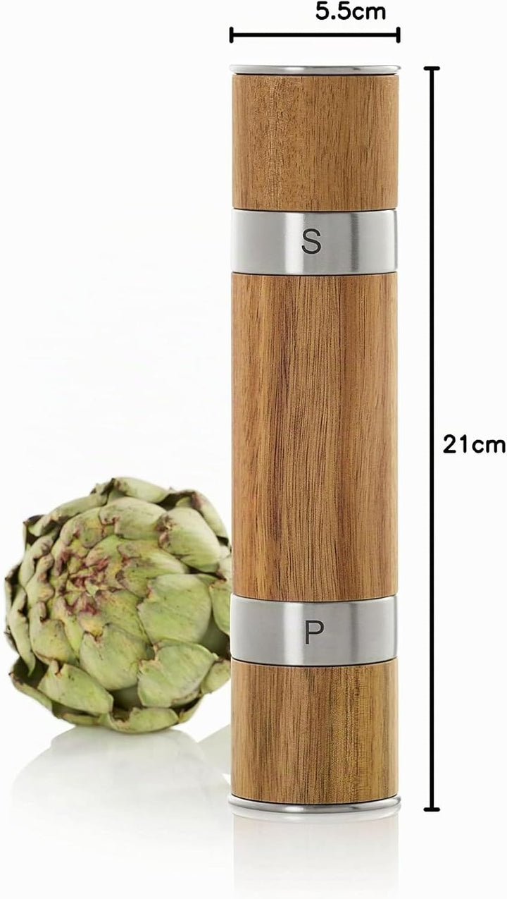 AdHoc MP90 manuelle Doppelmühle aus Holz DUOMILL | Premium Salzmühle und Pfeffermühle | langlebiges