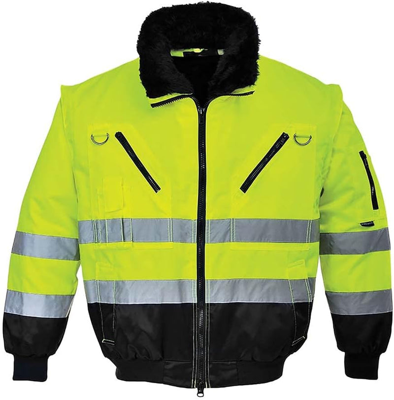 Portwest Hi-Vis Warnschutz 3-in-1 Pilotjacke, Grösse: XL, Farbe: Gelb/Schwarz, PJ50YBRXL XL gelb/sch