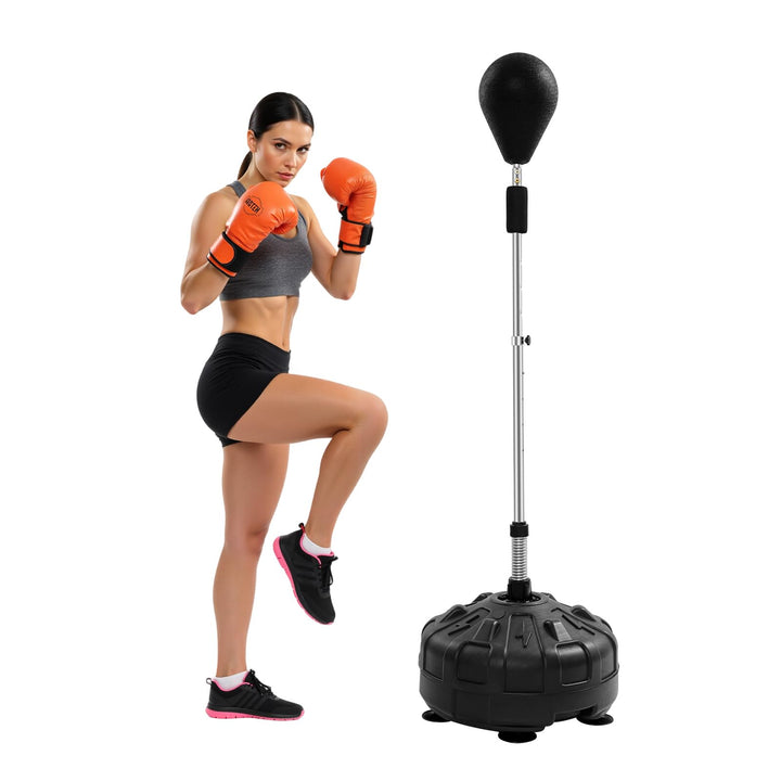 Punchingball mit Stände, 120-156cm Höhenverstellbar Boxbirne Punching Bag Standboxsack Erwachsene Pu