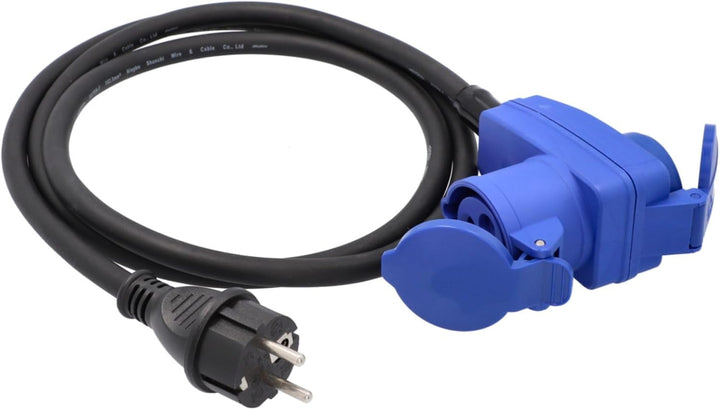 cartrend Explorer CEE Adapter mit CEE-Winkelkupplung und Schutzkontaktstecker, zum Anschluss von Woh