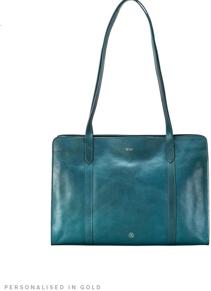 Maxwell Scott Handgefertigte Damen Leder Tote Handtasche Rivara in Petrol Blau, Petrol