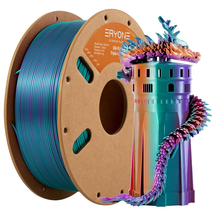 ERYONE Dreifarbiges Seiden PLA Filament 1.75mm,Seidiges Mehrfarbiges PLA-Filament für 3D-Drucker +/-