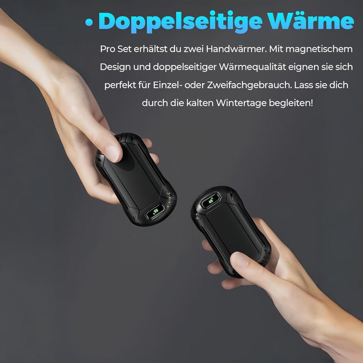 2er-Pack 6000mAh aufladbare Handwärmer, 3-stufige verstellbare Temperatur, Taschengrösse, Ideal für