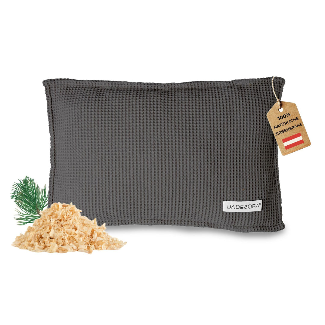 SAUNASOFA™ Zirbenkissen für Sauna – Duftkissen aus 100% Bio-Baumwolle, skandinavisches Design – Hand