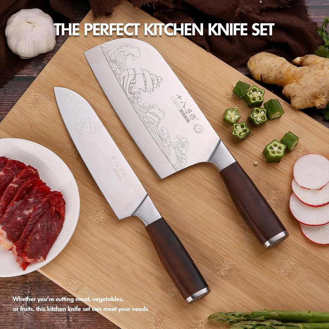 SHI BA ZI ZUO Küchenmesser Set, Chinesisches Kochmesser und Kochmesser Silber-yzh008, Silber-yzh008