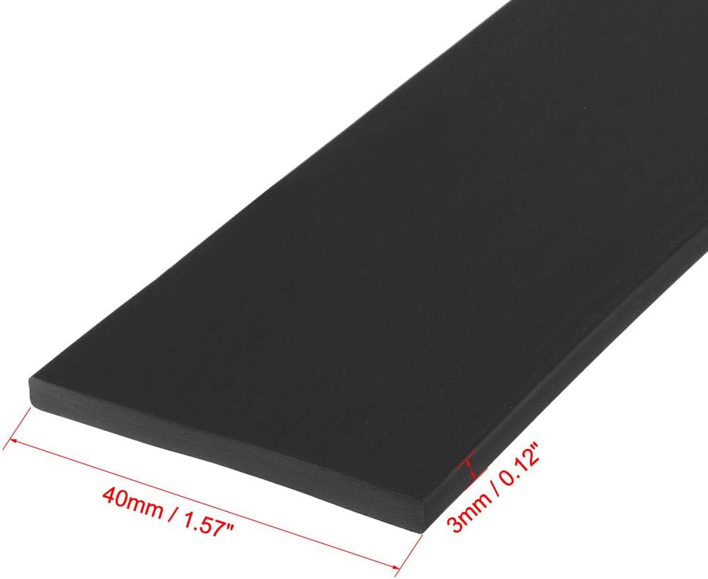 sourcing map Gummidichtung Gummistreifen Massiver Rechteck 40mm Breit, 3mm Dick, 5 Meter Lang, Schwa