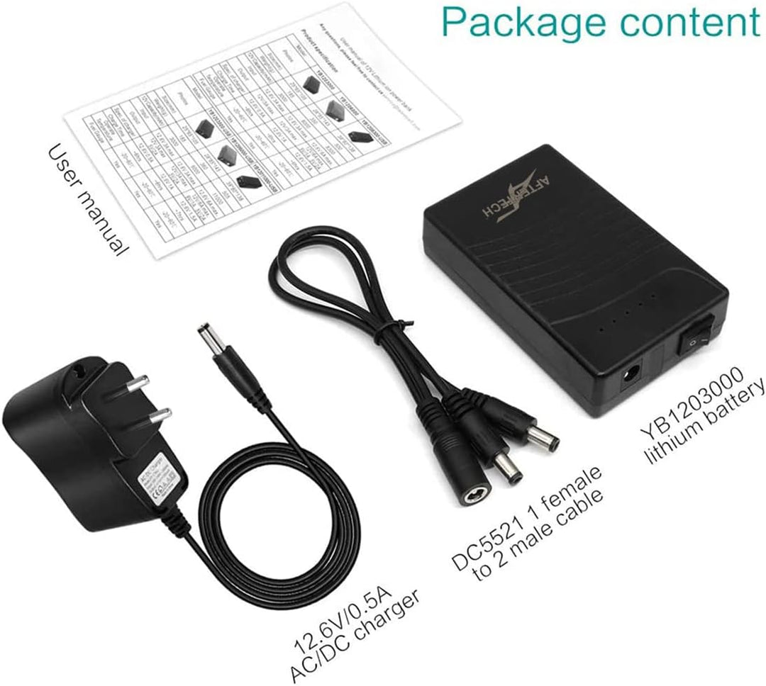 AFTERTECH Mini UPS POWERBANK Lithium-Akku 12 V 3000 mAh 36 Wh D4E1 12v 3000mAh, 12v 3000mAh