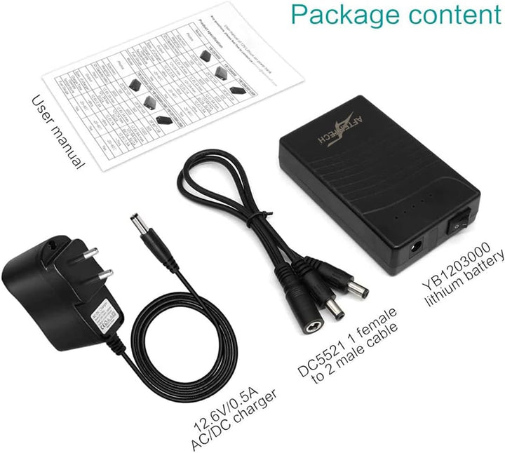 AFTERTECH Mini UPS POWERBANK Lithium-Akku 12 V 3000 mAh 36 Wh D4E1 12v 3000mAh, 12v 3000mAh