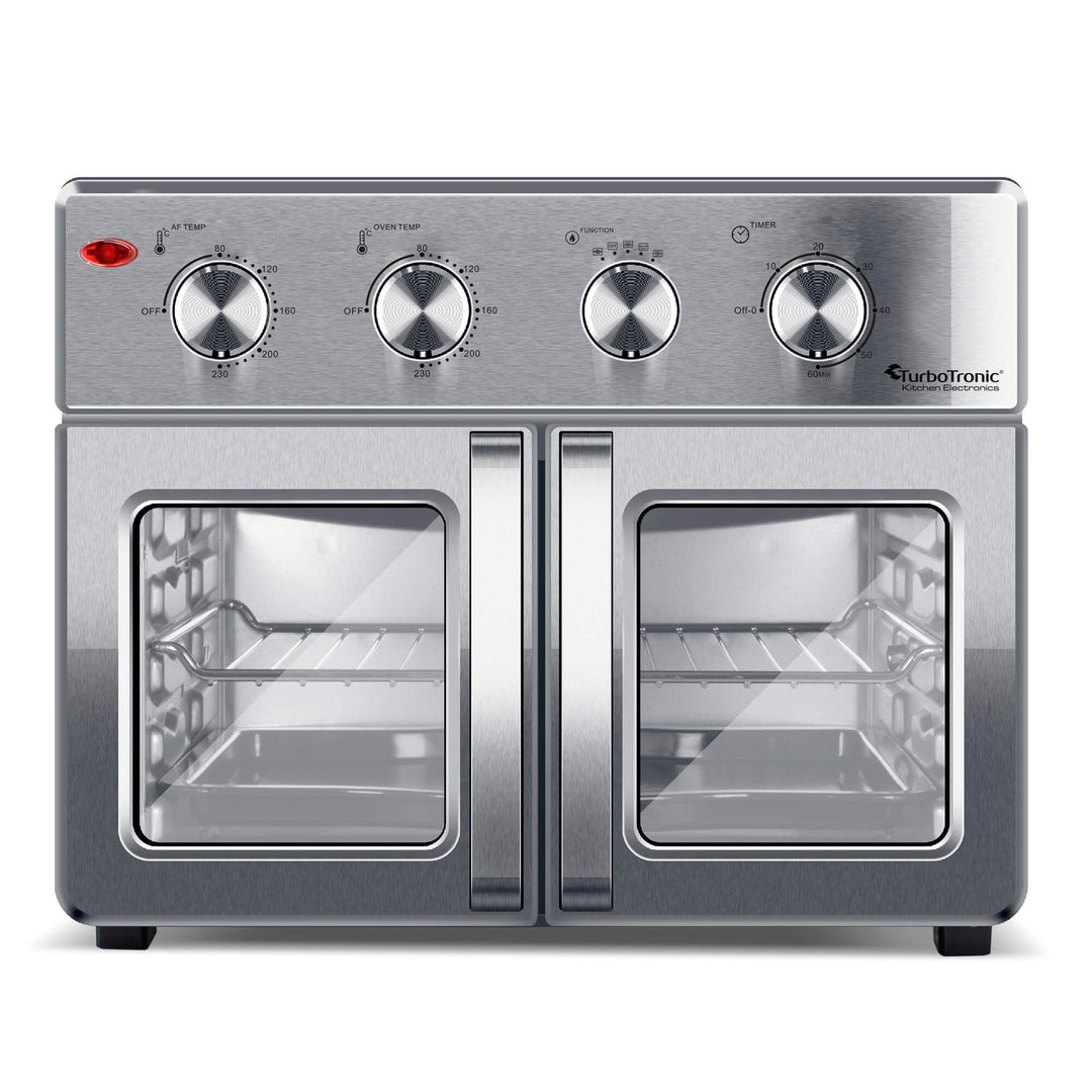 TurboTronic digitaler Heissluftofen - XXL 32 Liter mit Drehspiess für Hähnchen 4in1 Mini Backofen &