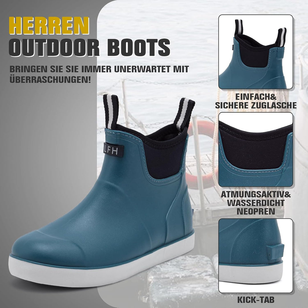 Jesindr Gummistiefel Herren, Protective Wasserdicht Anti-Rutsch Stiefeletten, Atmungsaktiv Schwarz C