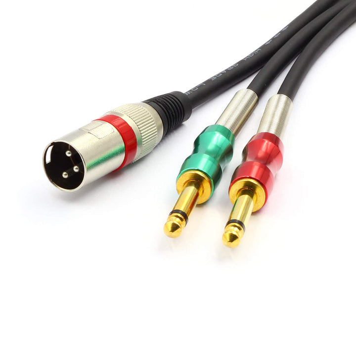SiYear XLR auf Dual 6,35mm 1/4" TS Y Splitter Kabel, Doppel 6,35mm Mono Male (1/4 Zoll) auf XLR 3Pin