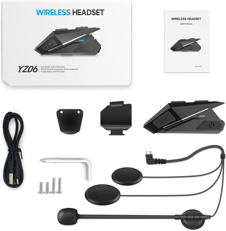 OBEST Motorrad Helm Headset, Motorrad Bluetooth Headset mit BT5.0, Kopfhörer Helm für Musik Lautspre