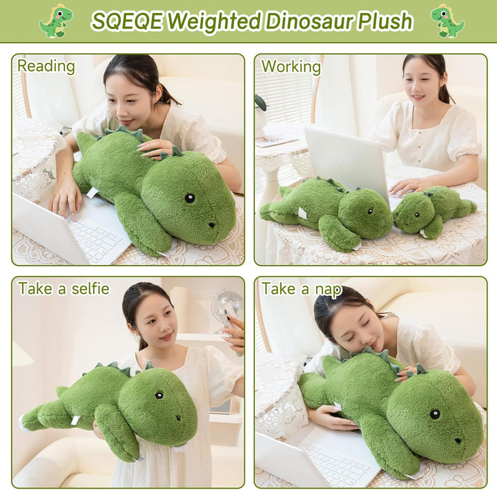 SQEQE Gewichtetes Dinosaurier Kuscheltier, Weiches Dino Plüschtier Kuscheltierkissen mit Gewicht, Cu
