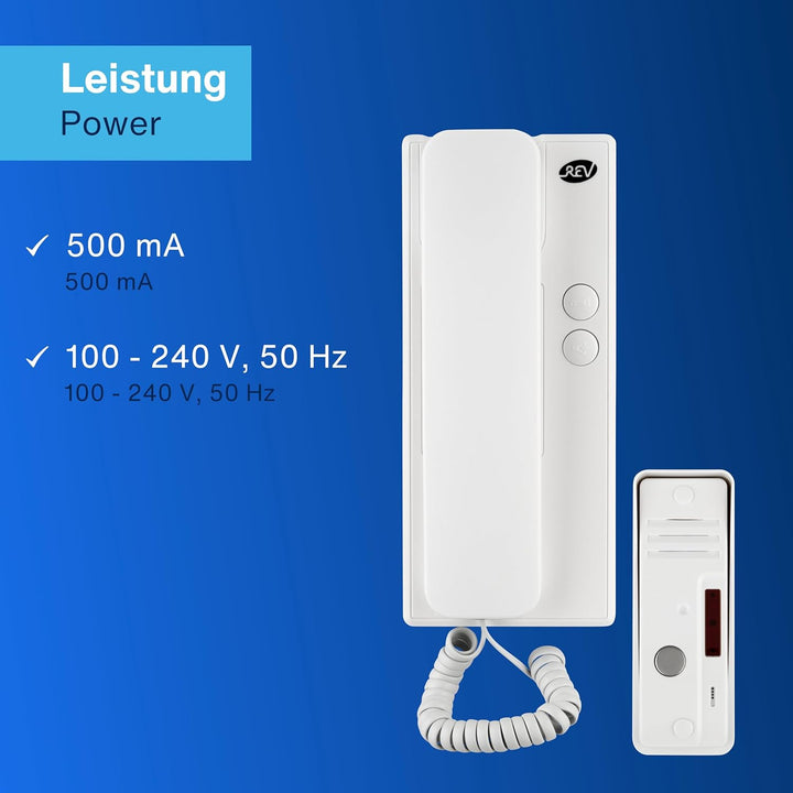 REV 003003101 Sprechanlage, Gegensprechanlage mit Türöffner, 230VAC, Alarmfunkt., weiss