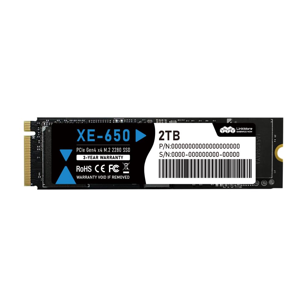 LinkMore XE-650 2 TB NVMe PCIe 4.0 interne SSD, bis zu 7200 MB/s Lese, M.2 2280 Speicher für Gaming-