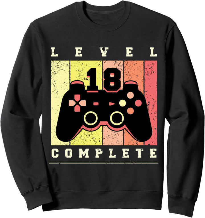 Geburtstagsvideo Level 18. Kompletter Gamer Unlocked Sweatshirt