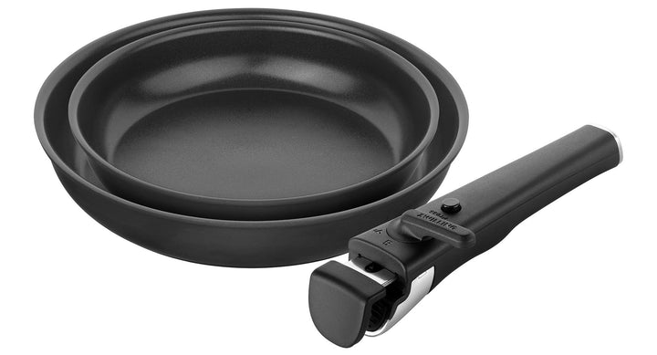 ZWILLING Unlock Bratpfannen-Set 3-tlg. (24, 28 cm + Griff) mit Keramikbeschichtung, Abnehmbarer Grif