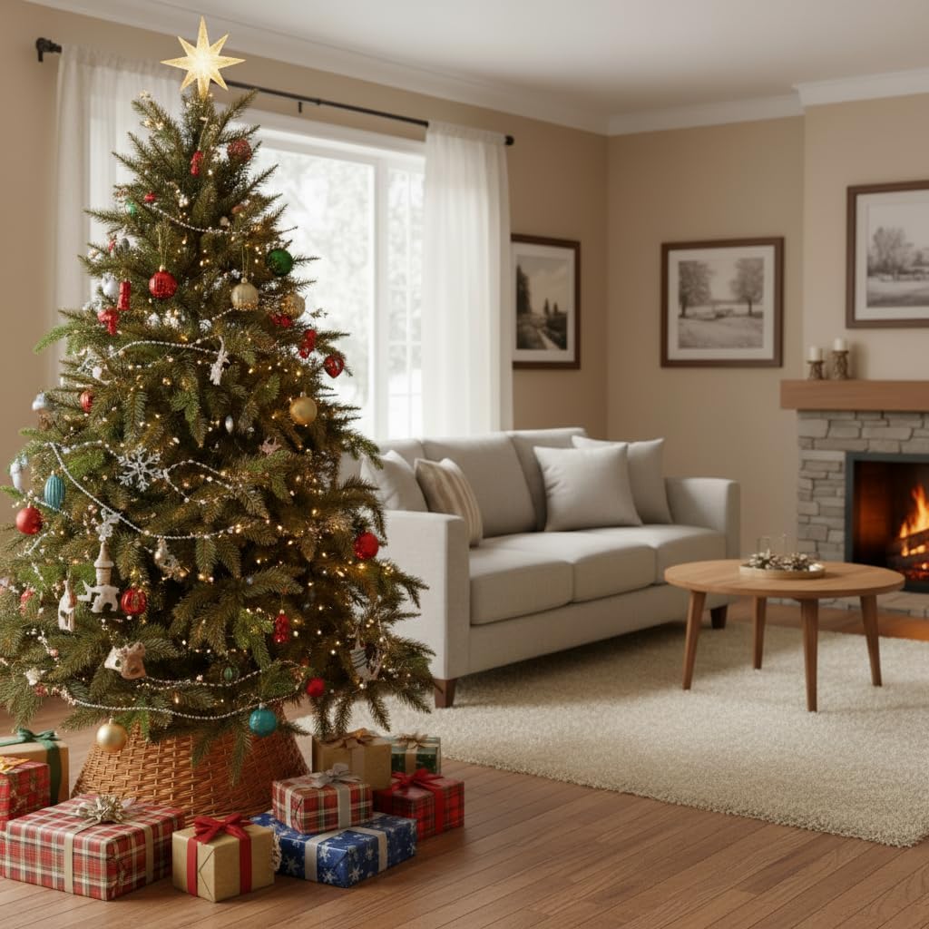 BOGATECO Weidenkorb für den Weihnachtsbaum 60cm Durchmesser | Weihnachtsbaum Rock aus Weide | Weihna