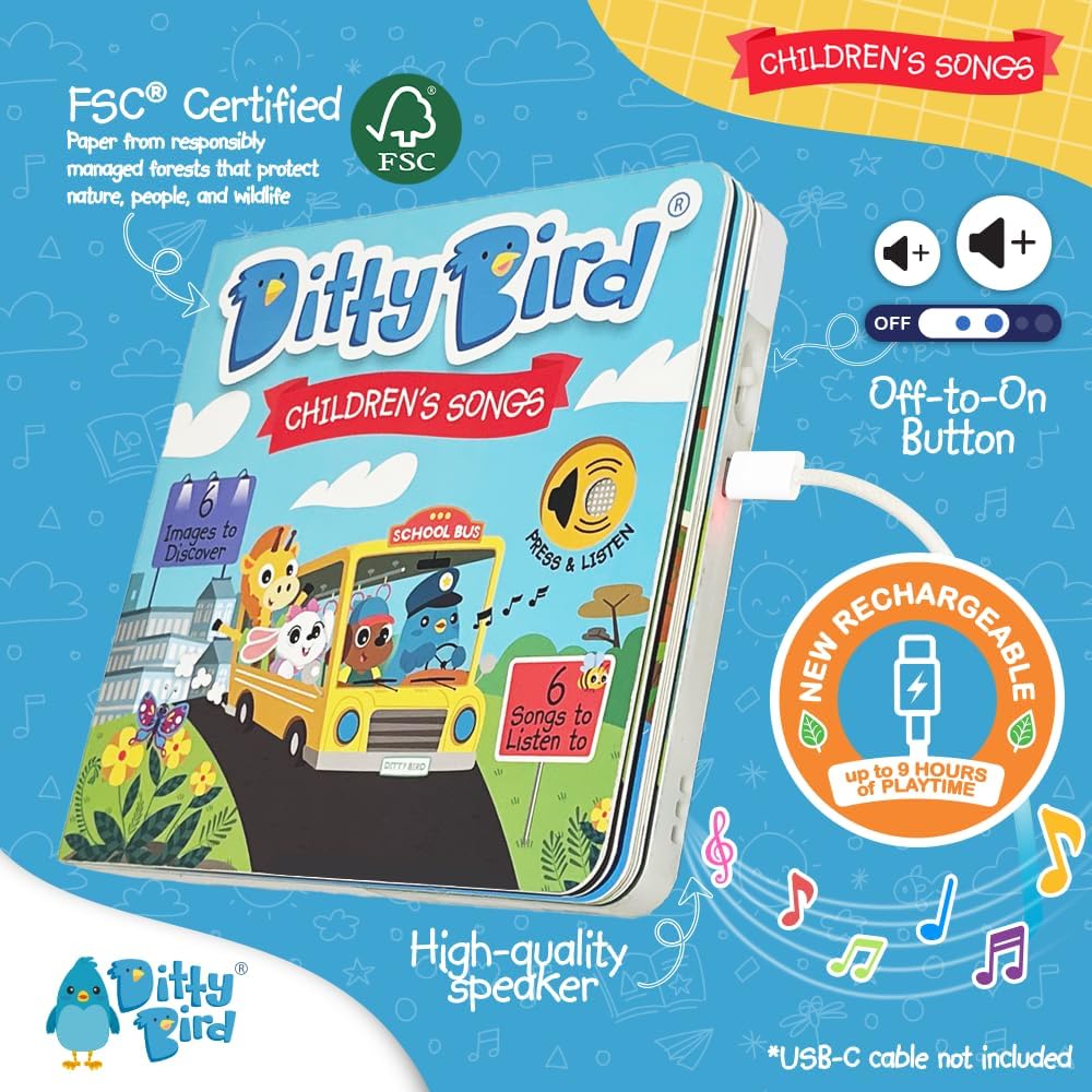 DITTY BIRD CHILDREN'S SONGS: Comptines en anglais - les roues de l'autobus (DITTY BIRD MUSICAL BOOKS