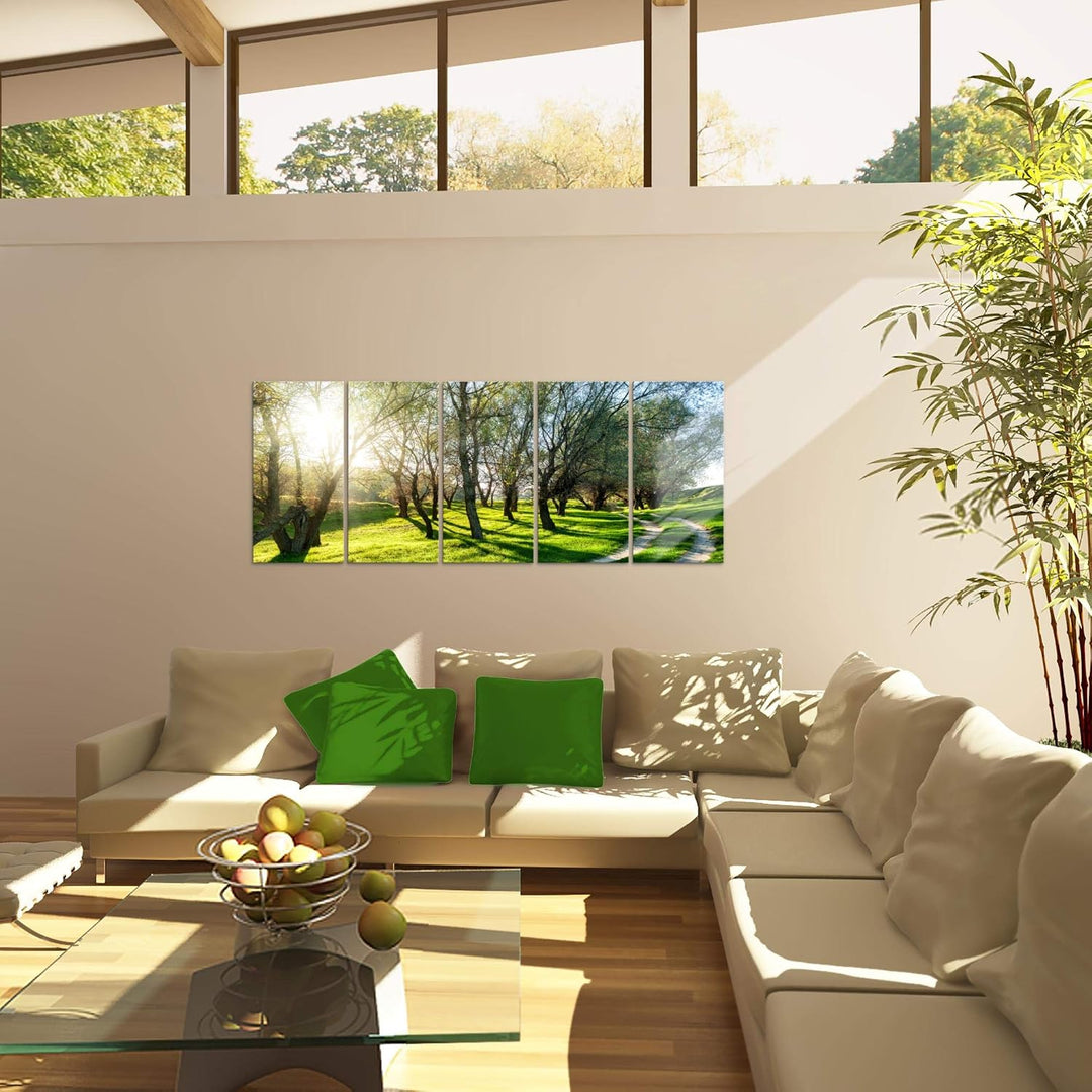 Runa Art Bild Wald Landschaft Wandbilder auf Vlies Leinwand 5 Teilig Wanddekoration Schlafzimmer Woh