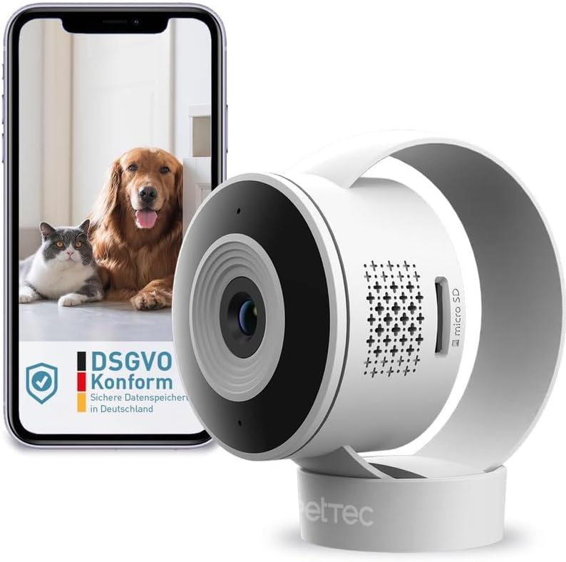 PetTec Cam Lite | Überwachungskamera für Haustiere mit App, Bewegungsmelder & Handyübertragung | WiF