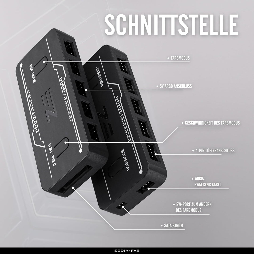 EZDIY-FAB DE2-065-5 fan hub-PWM Fan Hub mit ARGB-Erweiterungsports