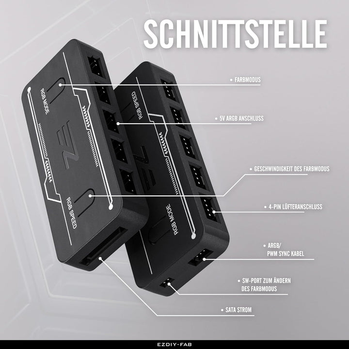 EZDIY-FAB DE2-065-5 fan hub-PWM Fan Hub mit ARGB-Erweiterungsports