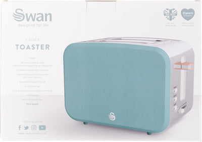 Swan Nordic Breitschlitz-Toaster für 2 Scheiben, 3 Funktionen, 6 Bräunungsstufen, modernes Design, E