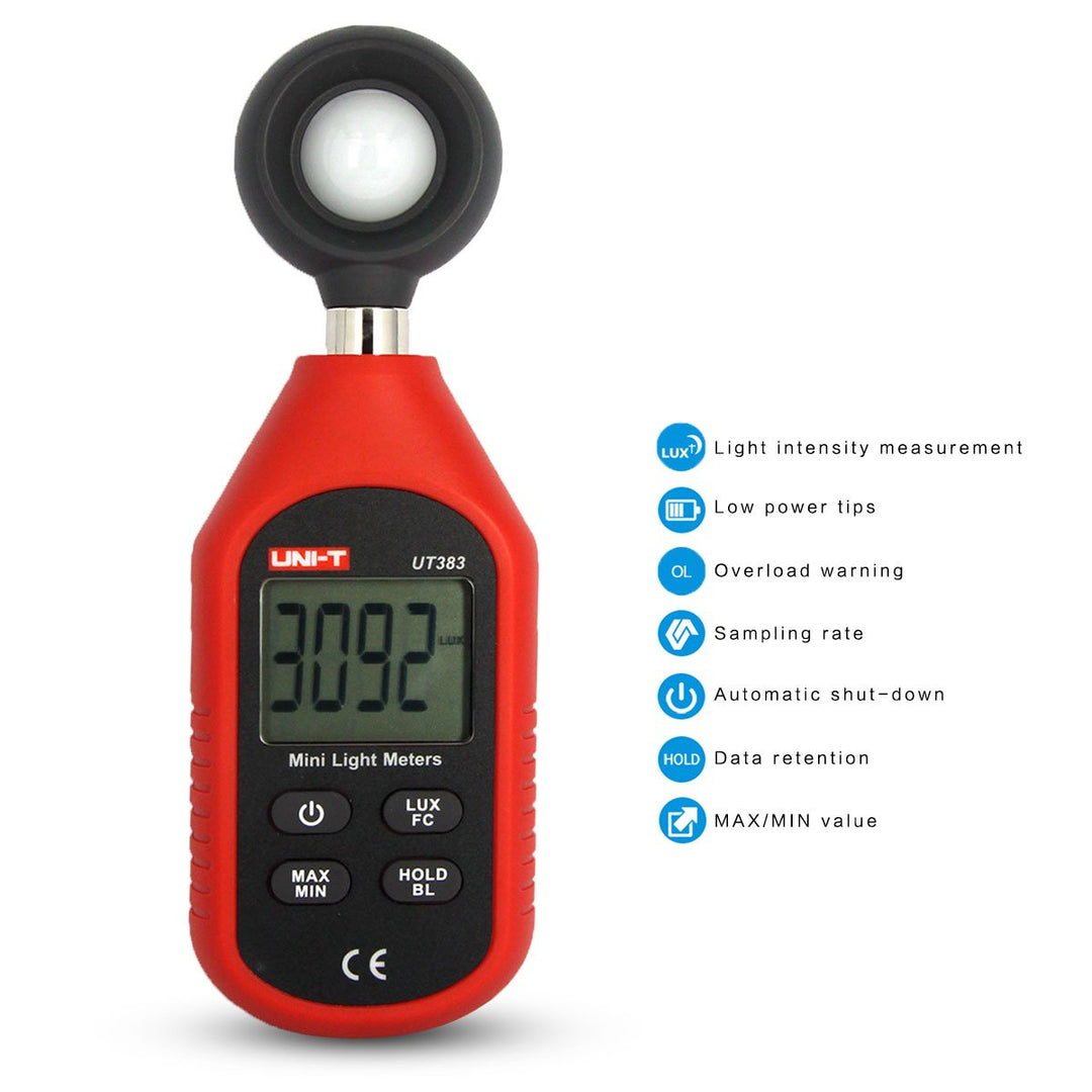 UNI-T UT383 Digital Luxmeter Lichtmesser Beleuchtungsmessgerät LCD Messgerät Helligkeitsmesser 0 Lux