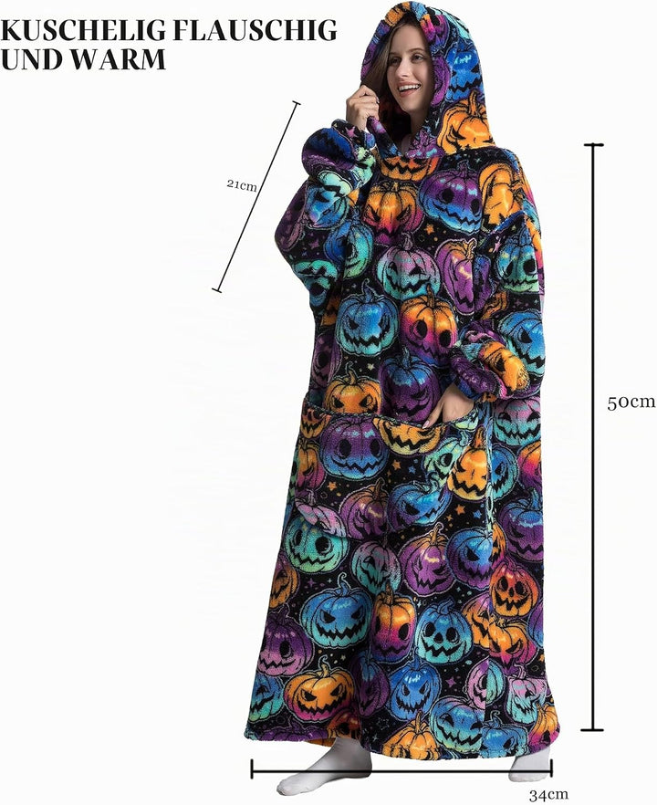 Yzehomijia Lange Hoodie Decke mit Ärmeln für Damen &amp; Erwachsene - Kuscheldecke mit Ärmeln - Weiche &amp;