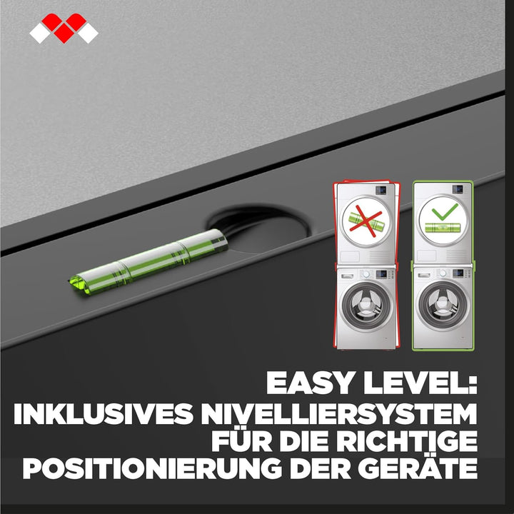 Meliconi, Torre Dark, Universal-Wäschetrockner-Zwischenbaurahmen, FSC®, ausziehbare Holzablage aus F