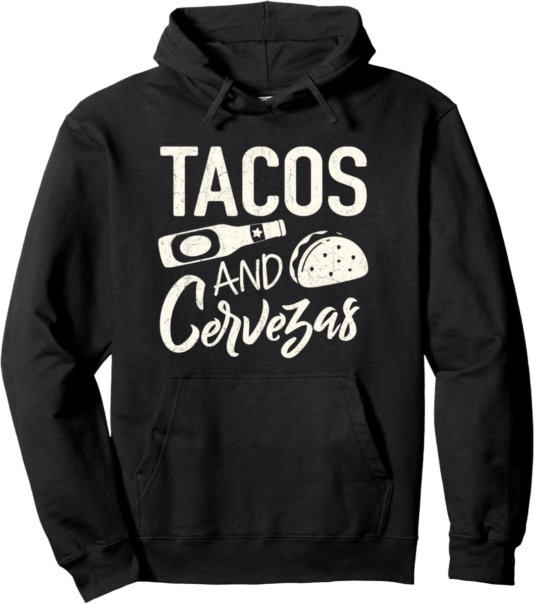 Funny Tacos and cervezas vacation drinking shirt Pullover Hoodie