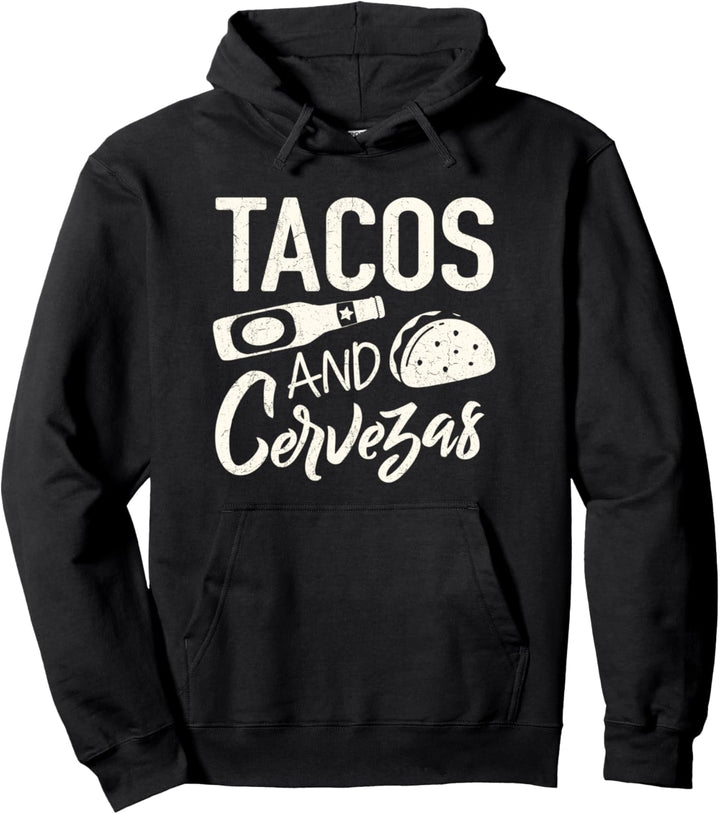 Funny Tacos and cervezas vacation drinking shirt Pullover Hoodie