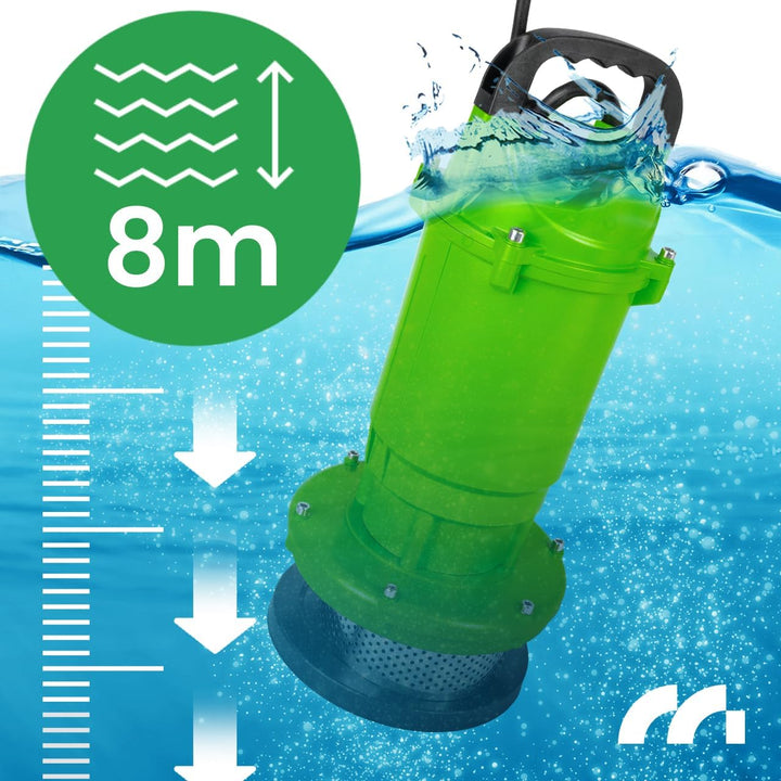 MalTec Tauchpumpe Schmutzwasserpumpe Reinwasser Schwimmer 12000 l/h 550W Grün, Kabel 10m, Eintauchen