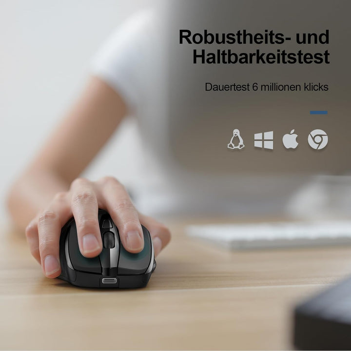TECKNET Silent Kabellose Maus, Wiederaufladbar Funkmaus 4800 DPI, 2,4 GHz Optische Computer Maus für
