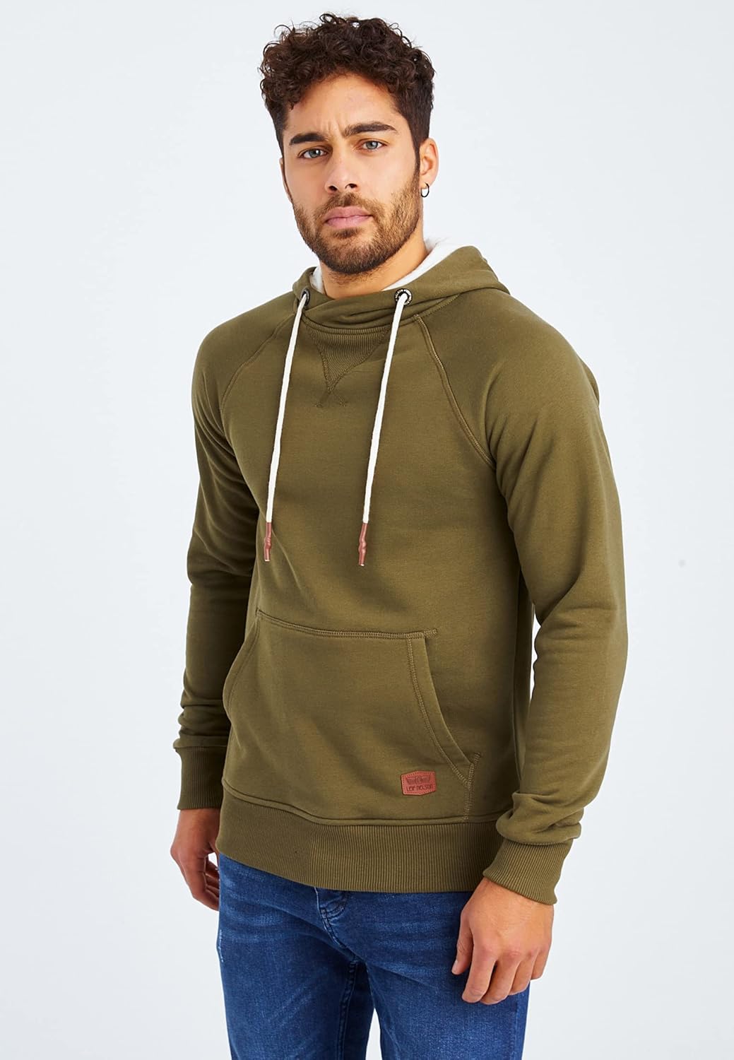 Leif Nelson Herren Pullover Hoodie Kapuzenpullover Longsleeve Basic Sweatshirt Sweater LN8153 S Khak