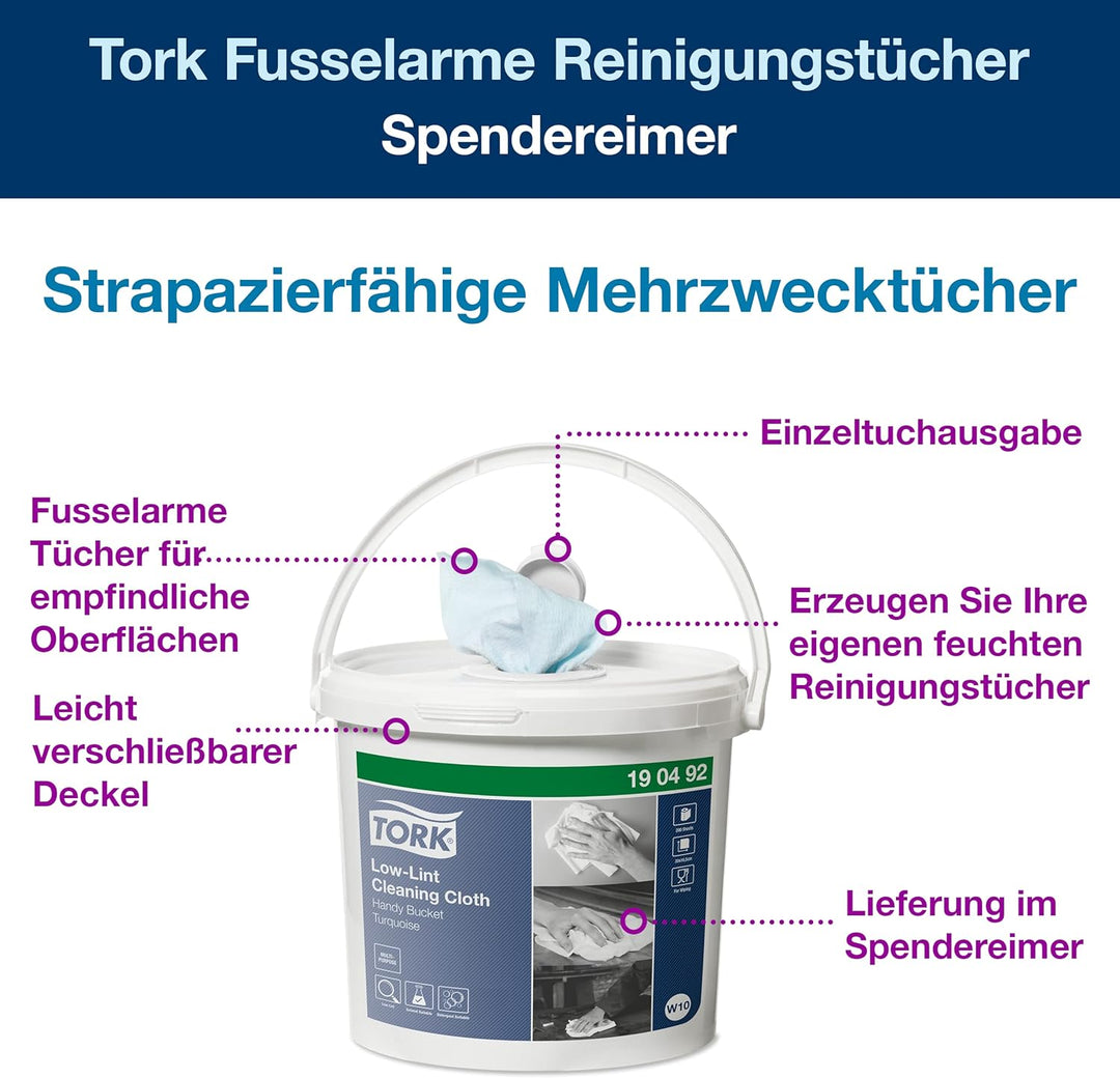 Tork 190492 Eimer-Spender von Reinigungstüchern, 1 x 60 m Turquoise 60 stück (1er Pack), Turquoise 6