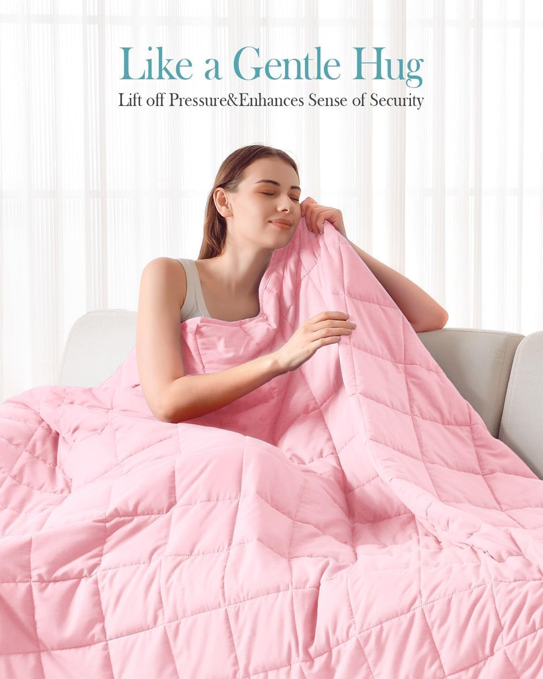 Sivio Gewichtsdecke 7kg Rosa 120x180cm | Atmungsaktiv &amp; leicht, Mikrofaser mit Glasperlenfüllung, Ga