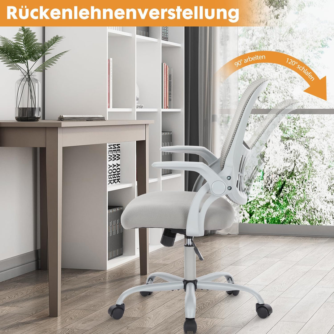 DUMOS Bürostuhl Ergonomisch, Schreibtischstuhl mit Lendenwirbelstütze, Verstellbaren Armlehnen Drehs