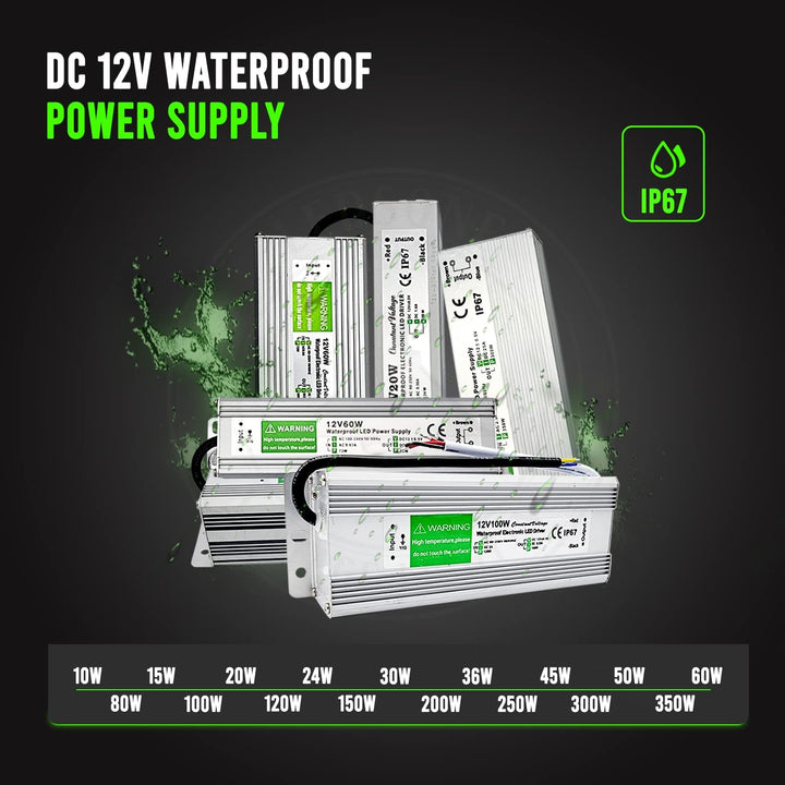 12 V wasserdichter IP67_LED-Treiber-Netzteil-Transformator 240V DC 12V 25A 300W für LED-Streifen UK