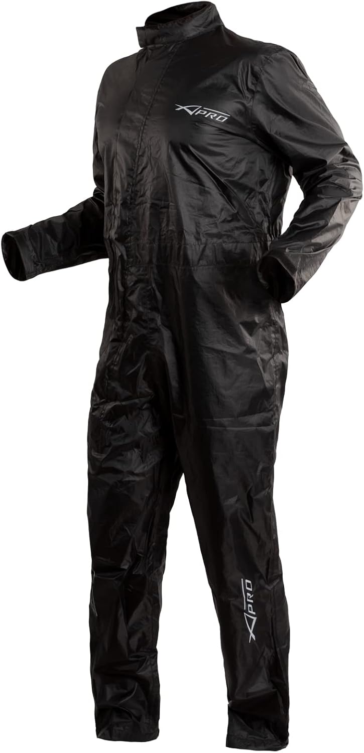 A-Pro Wasseranzung Regenanzug Wasserdicht Motorrad Hoehe Sichtbarkeit Schwarz S, Schwarz S