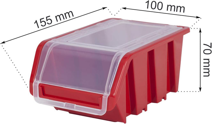 Lagersystem Stapelboxen mit Deckel Wandregal 772 x 390 – 24 Stück Boxen - Werkzeugwand Werkstattrega