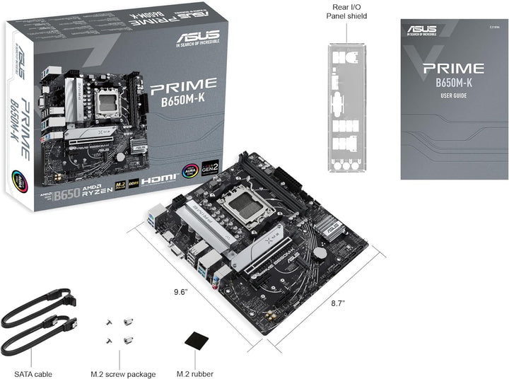ASUS Prime B650M-K Mainboard Sockel AMD AM5 (Ryzen 7000, Micro-ATX, DDR5 Speicher, PCIe 5.0, BIOS Fl