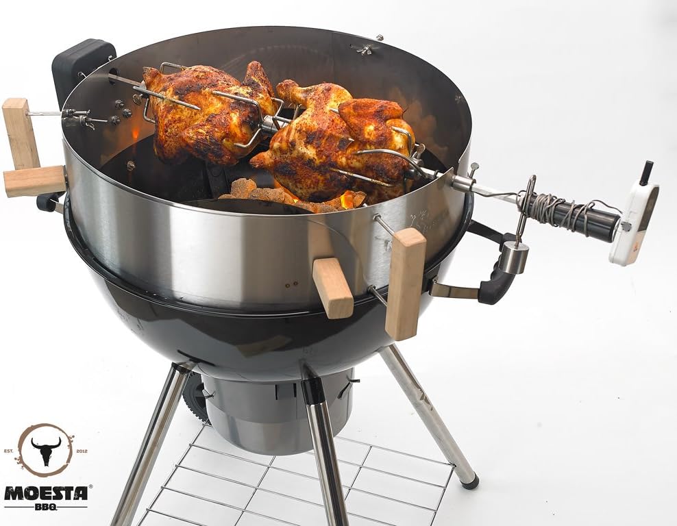MOESTA-BBQ 10107 Rotisserie-Set für Smokin' PizzaRing - Elektrischer Spiessdreher für Kugelgrill 67