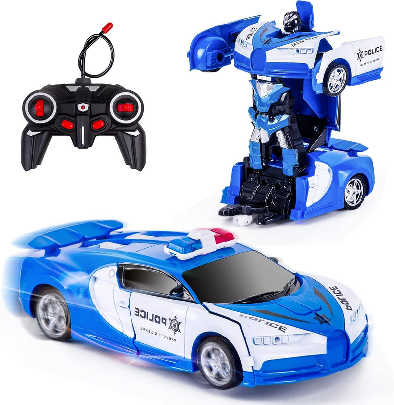 Kazzley Transform Ferngesteuertes Auto Spielzeug für Kinder, Polizei Roboter Auto Transformator Spie